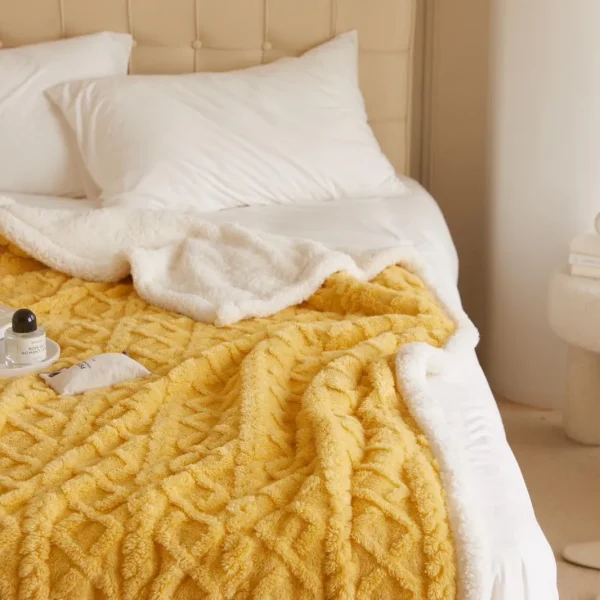 Patura Cocolino cu blanita 200x230 cm Tricotaj JPCT-Galben