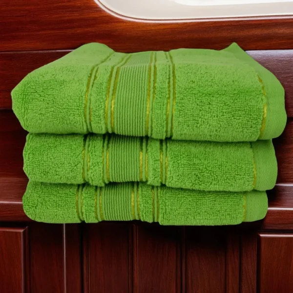 Set 3 Prosoape Pufoase de Lux 50×90cm, 100% Bumbac Pieptanat, Zero Twist, 600 g/mp-Verde