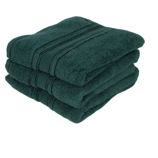 Set 3 Prosoape Pufoase de Lux 50×90cm, 100% Bumbac Pieptanat, Zero Twist, 600 g/mp-Verde Petrol