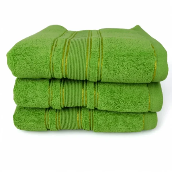 Set 3 Prosoape Pufoase de Lux 50×90cm, 100% Bumbac Pieptanat, Zero Twist, 600 g/mp-Verde